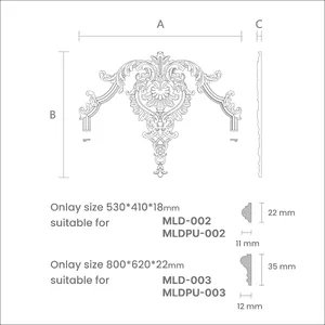 N-413 Floral applique wall panelling with shell